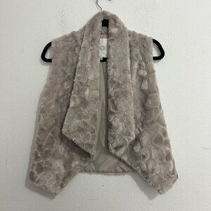 Jack by BB Dakota Beige Faux Fur Vest Open Front Women's Soft Sz XS Lightweight